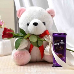 Rose teddy and chocolate combo